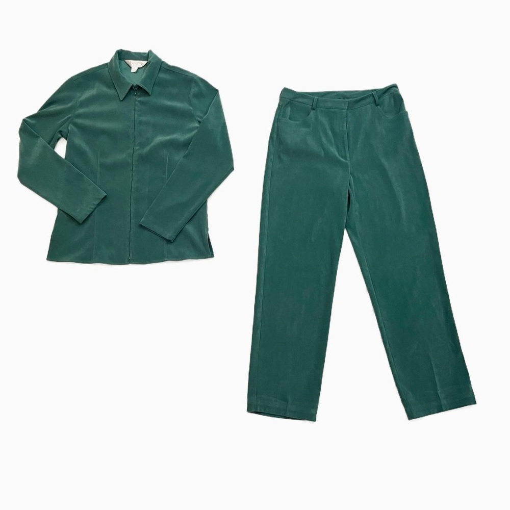 Green Jacket and Pants Matching Set Casual Corner Y2K Size 6/Small